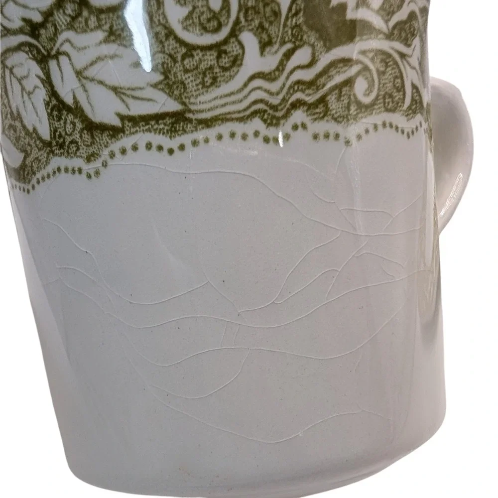 J G Meakin Teacups Saucers  Renaissance Green English Ironstone Set of Two SEE